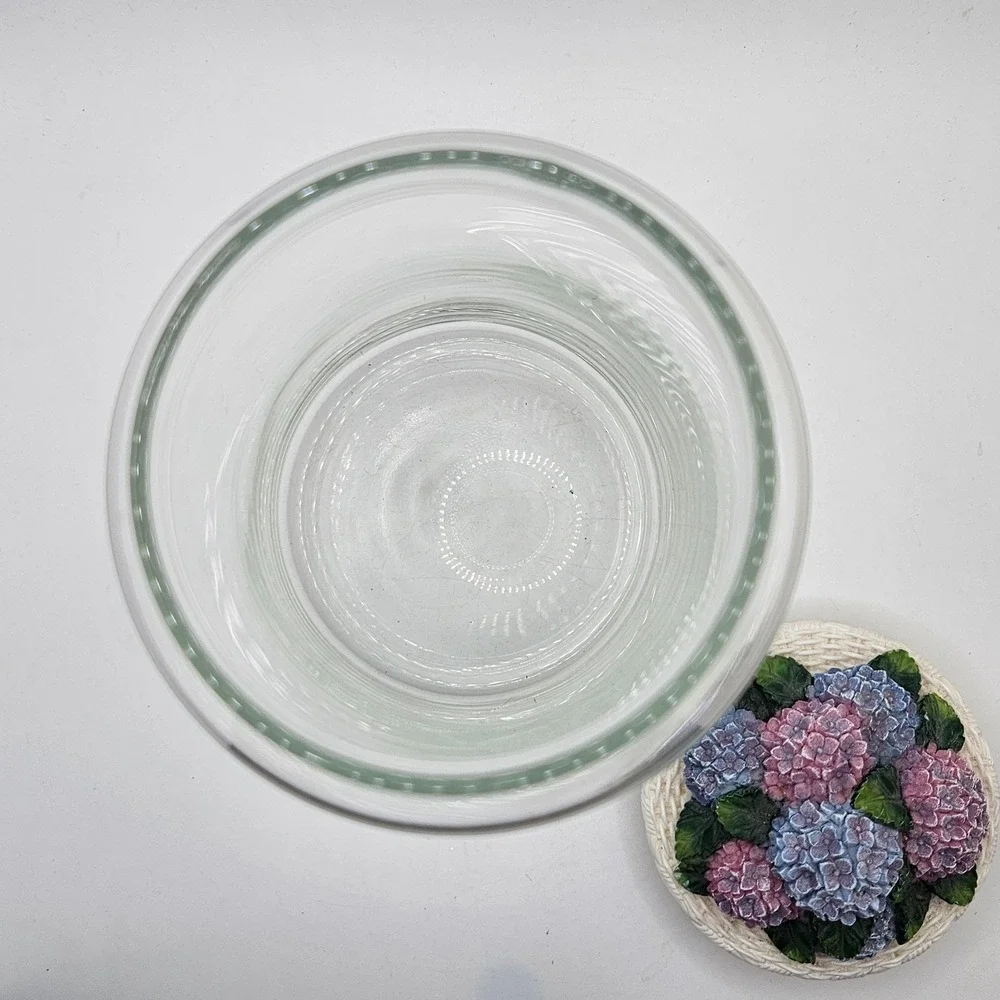 Vintage Glass Canister Jar Hydrangea Floral Resin Lid Cottagecore 8
